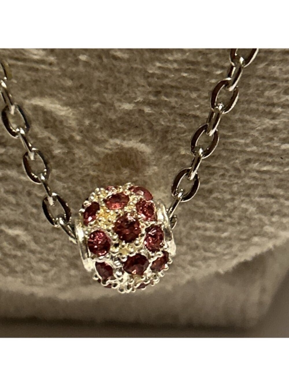 Sparkling Crystal Sliding Ball Sparkly pink Long Silver Tone Chain Necklace 21”
